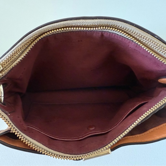 Coach Dreamer Bag Leather Shoulder Suede Casual Chic Colorblock Elegant Tan - Picture 7 of 16